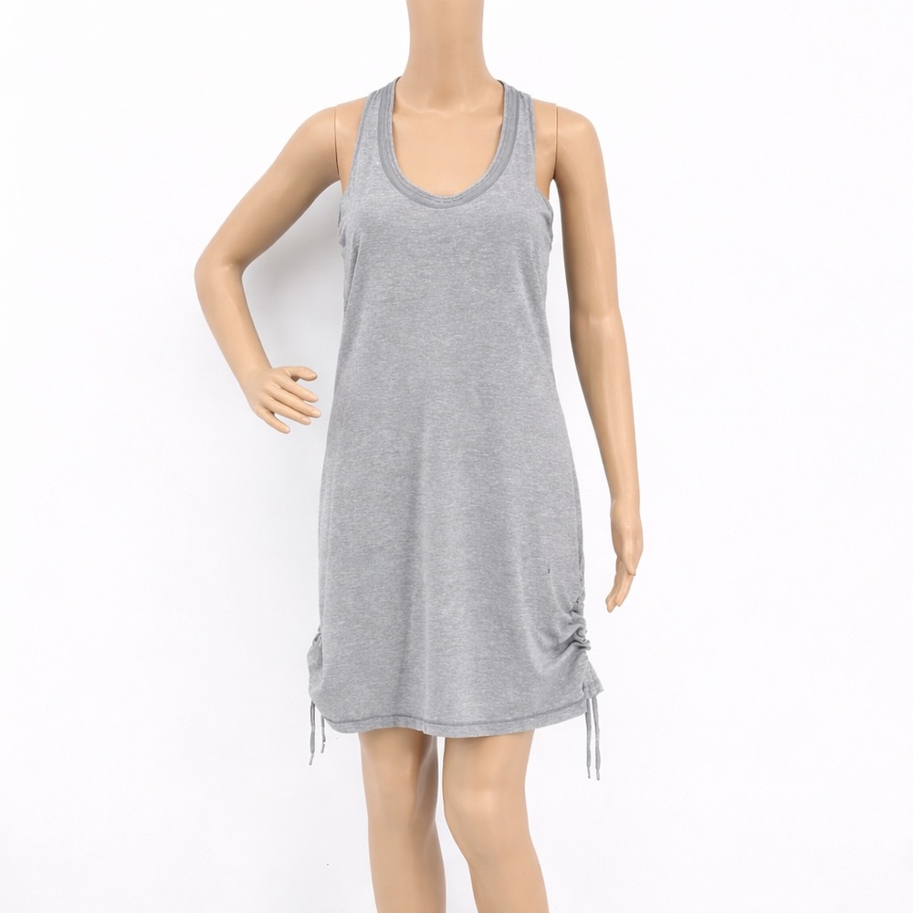 LULULEMON HEATHERED GRAY RUCHED RACERBACK T-SHIRT DRESS - Picture 3 of 7